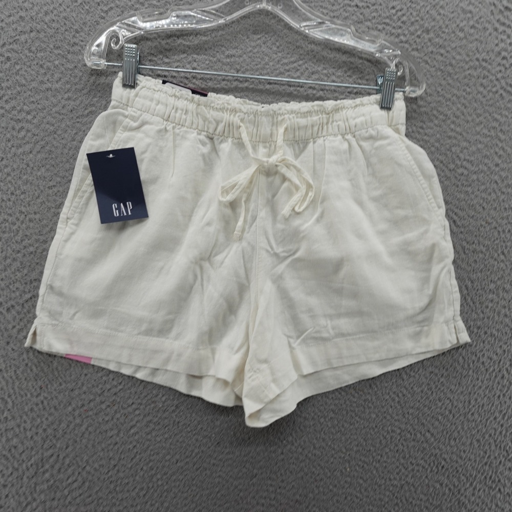 Gap Womens Linen Pull-On Shorts Cream Off-White Elastic Waist Small NEW